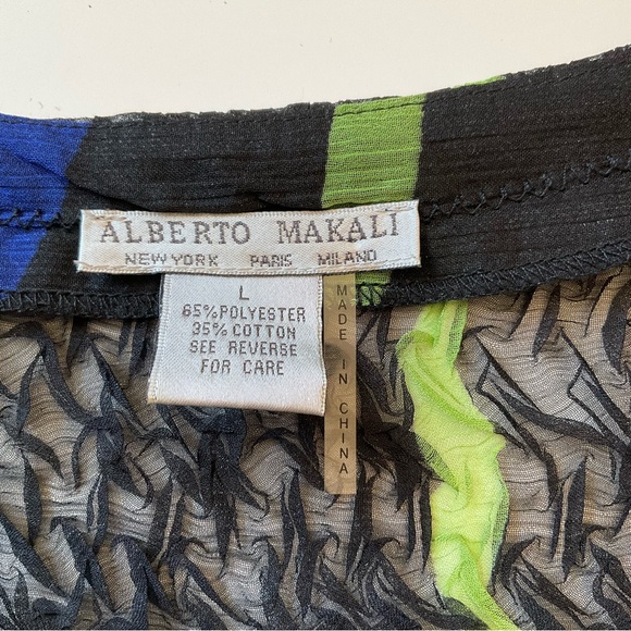 SOLD Alberto Makali Embroidered Top Black Multicolor Floral L - Picture 6 of 10